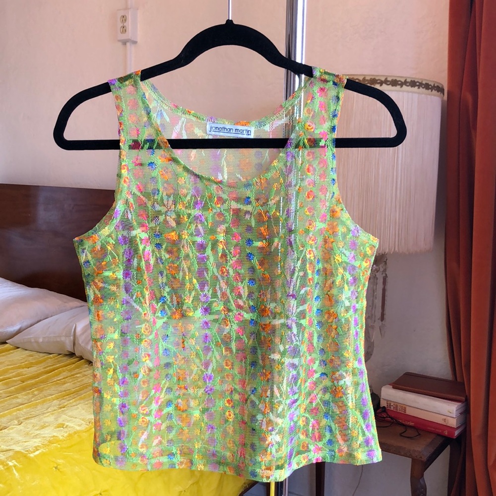 Vintage Johnathan Martin sheer green top